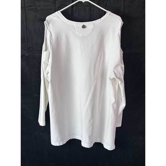 Soft Surroundings Womens 2X Cold Shoulder Long Sleeve White Soft Top - Picture 6 of 8